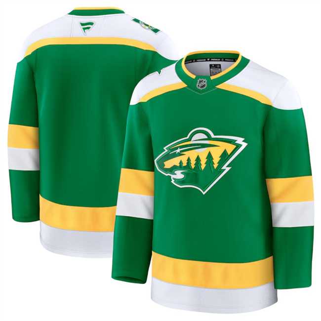 Men%27s Minnesota Wild Custom Green 2024-25 Alternate Stitched Hockey Jersey
